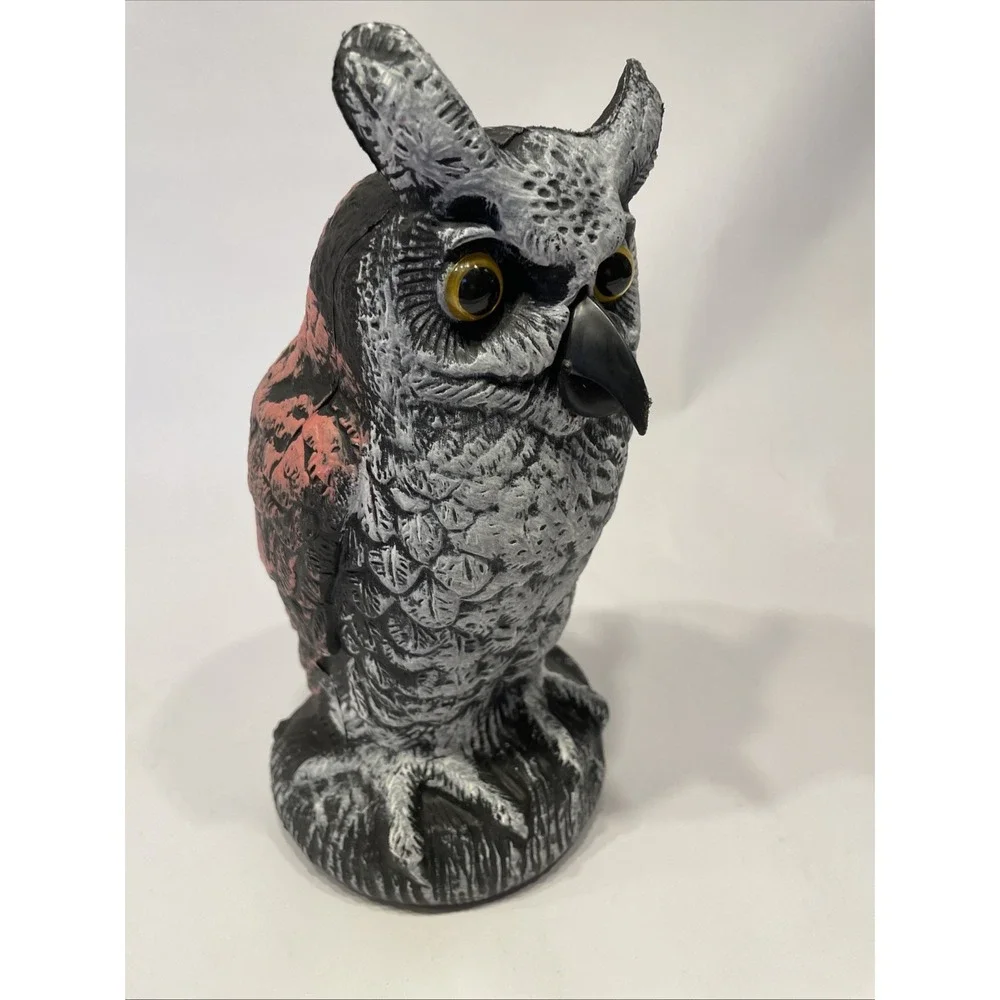 Owl Decoy to Scare Birds Away - 10.5 in Two Color Great Horned Owl